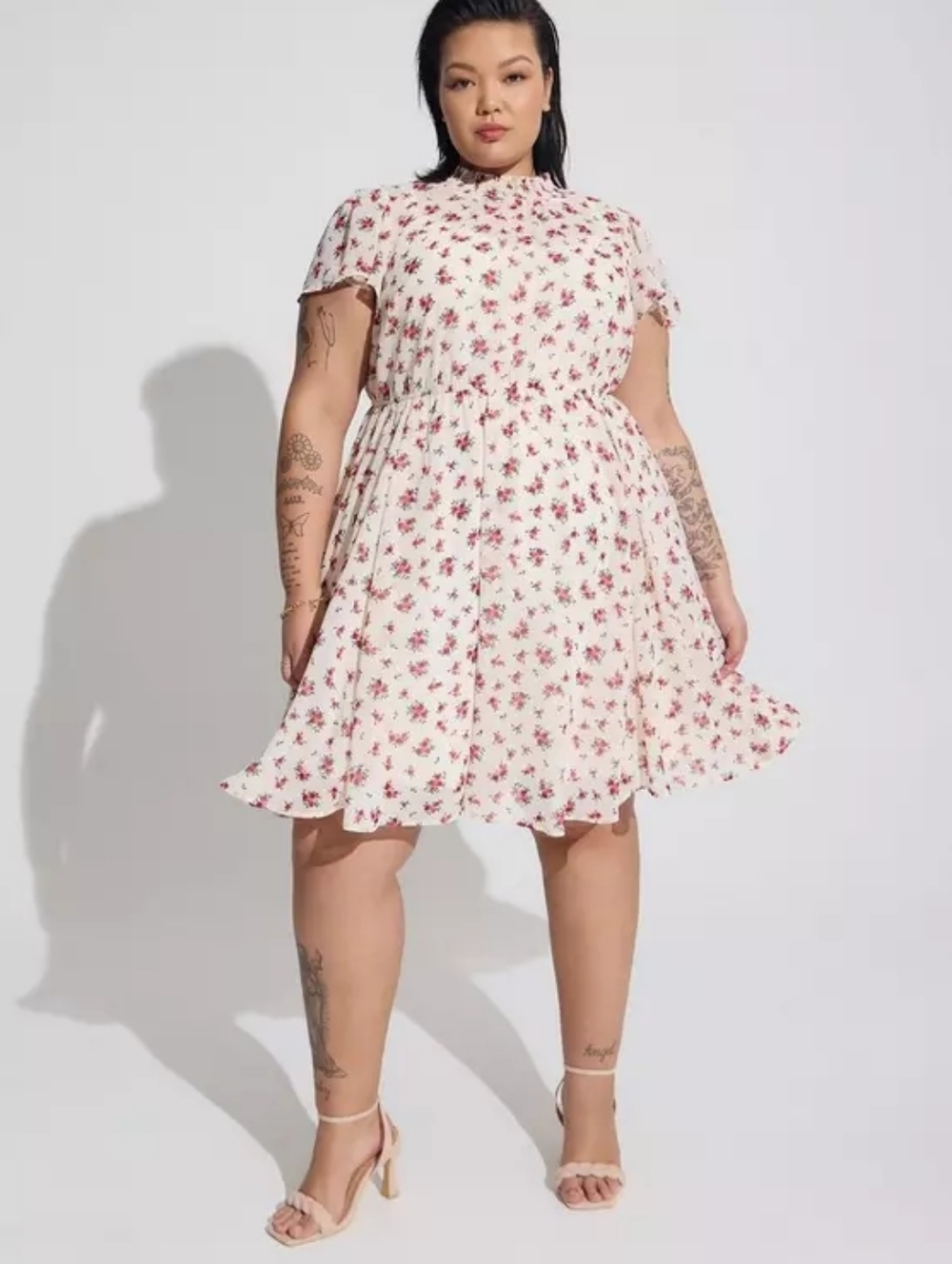 TORRID 4X Mini Chiffon Smocked Dress Floral Print